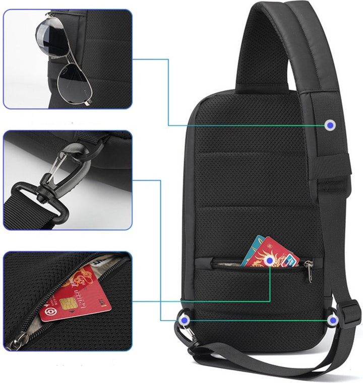 TravelEase - Vanntett Crossbody veske med USB-port og Ekstra Stor Skulderrem