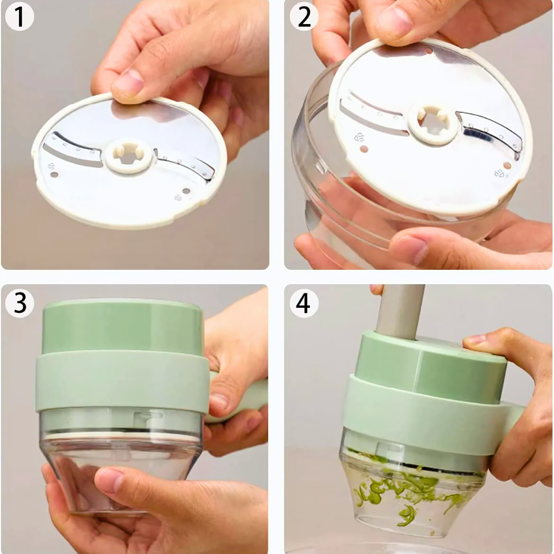 QuickChop - trådløs 4 i 1 grønnsakskutter for enkel tilberedning av måltider