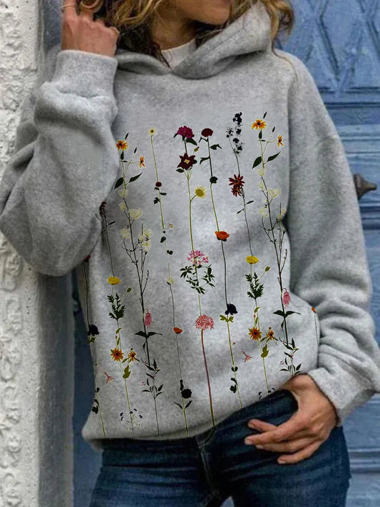 Malou - Pull élégant à imprimé floral et manches longues