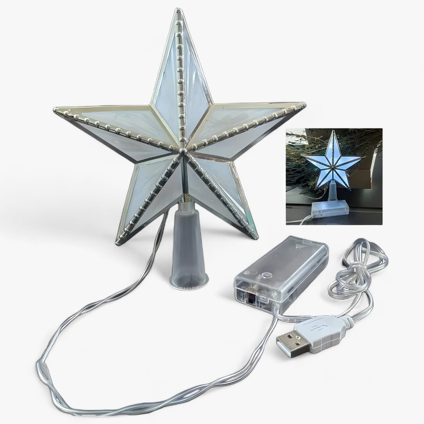 StarGlitter - LED-stjerne med fem prikker juletre